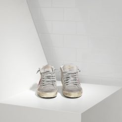 Sneakers Mid Star in Pelle E Stella in Camoscio White Pink Star-1582