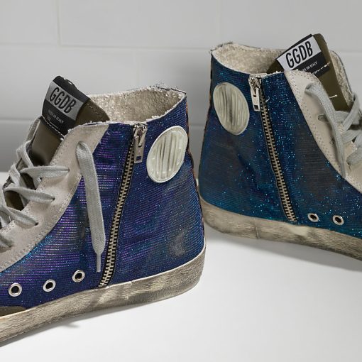 Francy Sneakers Glitter Iridescent Fabric And Leather Star Boots-1469