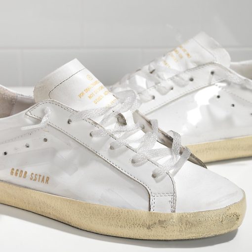 Super Star Sneakers In Leather With Screen Printed Star Glitter Sneakers-2269