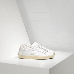 Super Star Sneakers In Leather With Screen Printed Star Glitter Sneakers-0