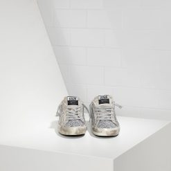 Sneakers Superstar in Pelle spalmata all over glitter e Stella in Camoscio SILVER MOON-1488