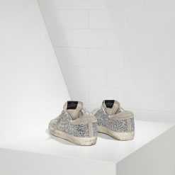 Sneakers Superstar in Pelle spalmata all over glitter e Stella in Camoscio SILVER MOON-1489