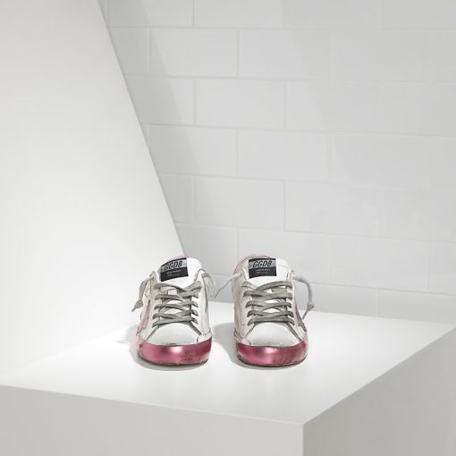 Superstar Sneakers In White Leather With Pink Leather Star -1547