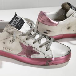 Superstar Sneakers In White Leather With Pink Leather Star -1549