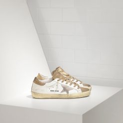 Super Star Sneakers In Leather With Suede Star Online Shop-0