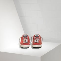 Super Star Sneakers In Camoscio E Stella Pelle Laminata Red Mirror Star-2201