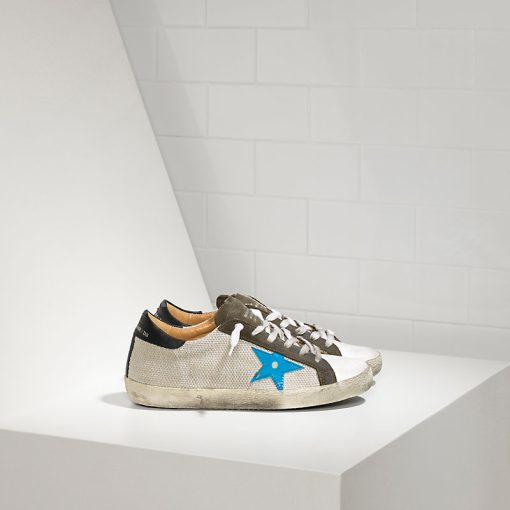 Super Star Sneakers In Bonded Fabric With Leather Star Shop Online-0