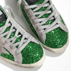 Superstar Sneakers In Pelle Spalmata All Over Glitter E Stella In Camoscio Emerald Green Glitte-1498