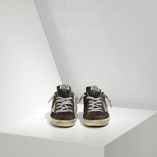 Womens Super Star Sneakers In Coffee Suede and Leather Star Sneakers Online-1998