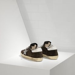 Womens Super Star Sneakers In Coffee Suede and Leather Star Sneakers Online-1999