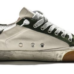 Women Superstar Sneakers In Green Suede White Leather and Black Star Sneakers Womens Sale-1976