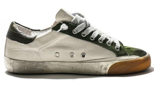 Women Superstar Sneakers In Green Suede White Leather and Black Star Sneakers Womens Sale-1976