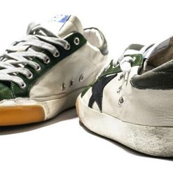 Women Superstar Sneakers In Green Suede White Leather and Black Star Sneakers Womens Sale-1979