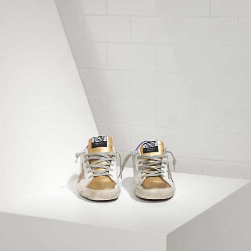 Superstar Sneaker In Leather With Suede Star White Gold-1479