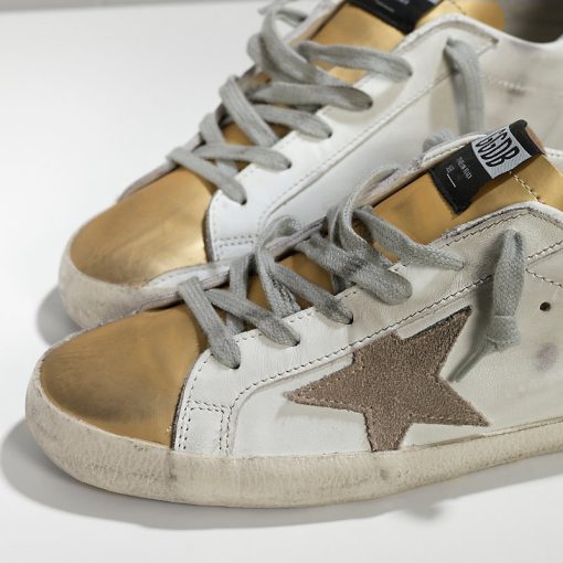 Superstar Sneaker In Leather With Suede Star White Gold-1481