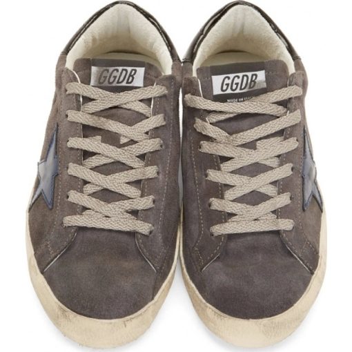 Sneaker Superstar In Camoscio E Stella IN Pelle Mid Grey Suede White Blue-1391