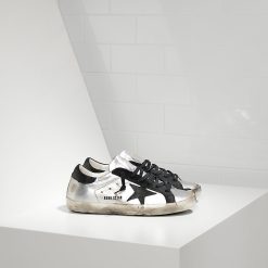 Super Star Sneakers In Leather With Suede Star White Sneakers-0