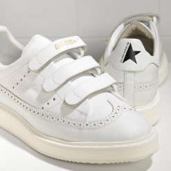 Records Leather Sneakers With Tear Opening White-1514