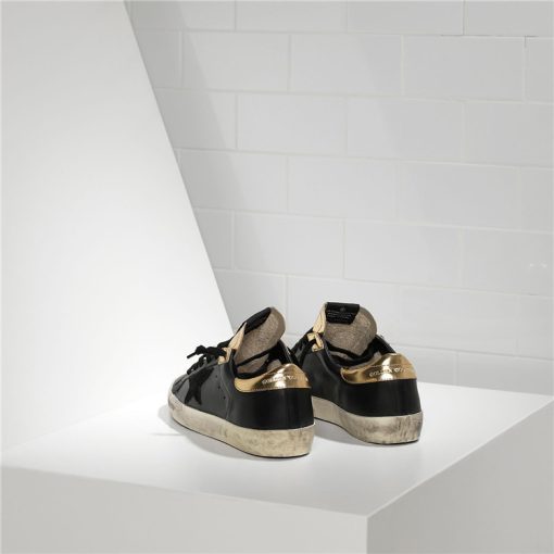 Deluxe Brand Superstar Leather Couples Shoes Black Gold Sneaker-1927