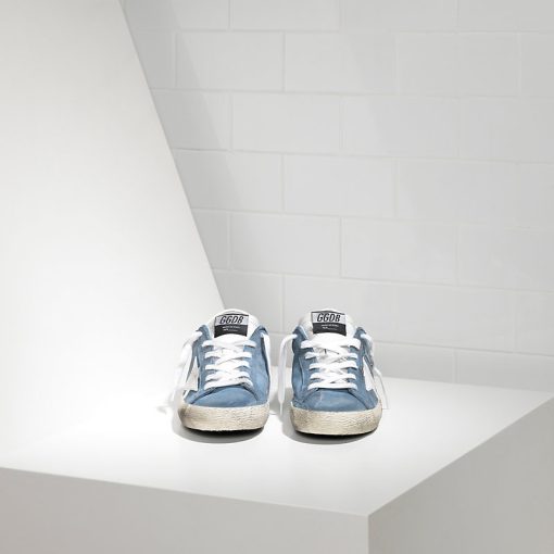 SuperStar Sneakers In Camoscio E Stella In Pelle Ciel Suede White Star-1820