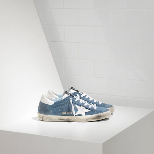 SuperStar Sneakers In Camoscio E Stella In Pelle Ciel Suede White Star-0