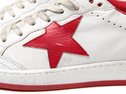 Ball Star Sneakers In Leather With Suede Star White/Red-2352