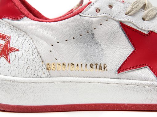 Ball Star Sneakers In Leather With Suede Star White/Red-2356