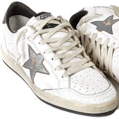 Ball Star Sneakers In Leather With Suede Star White/Black/Gray-2322