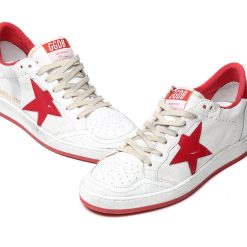 Ball Star Sneakers In Leather With Suede Star White/Red-2360