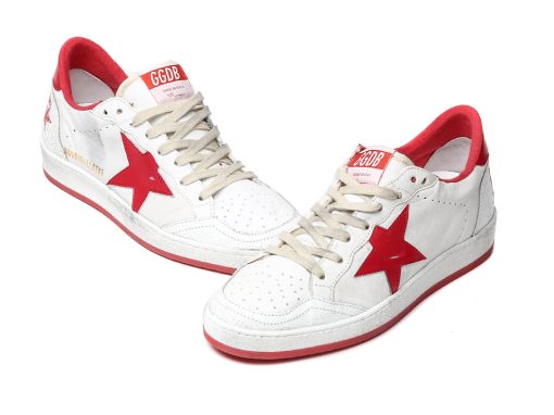 Ball Star Sneakers In Leather With Suede Star White/Red-2360