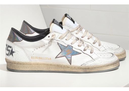 Ball Star Sneakers In Leather With Suede Star White/Black/Gray-0