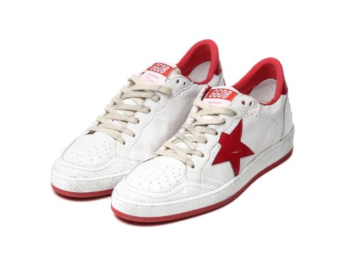 Ball Star Sneakers In Leather With Suede Star White/Red-2361