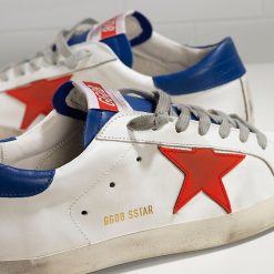 Super Star Scarpe Leather White Red Blue-2667