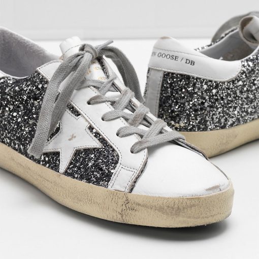 Superstar Sneakers Flag Ltd Upper In Glitter-Coated Fabric Heel Tab And Eyelets In Natural Calf Leat-2728