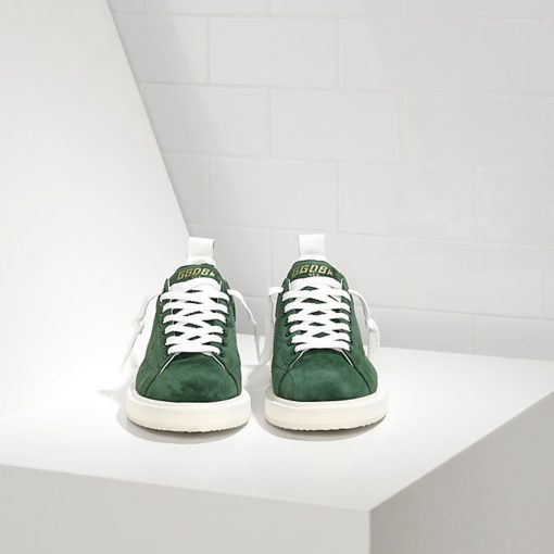 Starter Sneakers in Calf Suede Green Suede White SO-2795