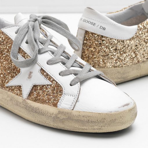 Superstar Sneakers Flag Ltd Upper In Glitter-Coated Fabric Heel Tab And Eyelets In Natural Calf Leather-2713