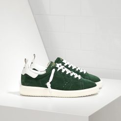 Starter Sneakers in Calf Suede Green Suede White SO-0