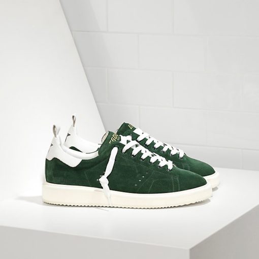 Starter Sneakers in Calf Suede Green Suede White SO-0