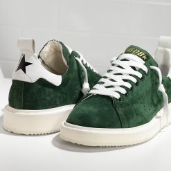 Starter Sneakers in Calf Suede Green Suede White SO-2794