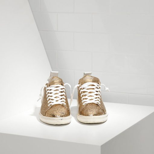 Starter Sneakers leather glitter coated Gold Glitter White S-2800