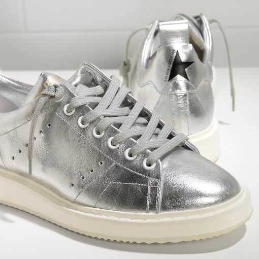 Sneakers Starter in pelle di Vitello laminato SILVER WHITE SOLE-2813