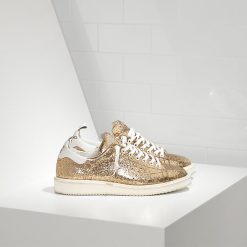 Starter Sneakers leather glitter coated Gold Glitter White S-0