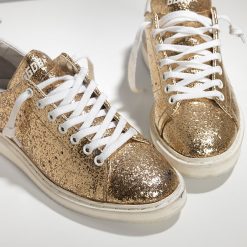 Starter Sneakers leather glitter coated Gold Glitter White S-2801