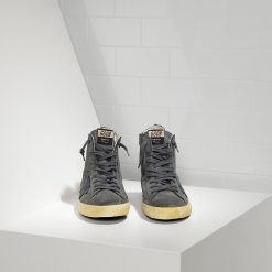 Sneakers Francy in Nabuk e stella in Pelle DARK GREY NABUK N**Y-2850