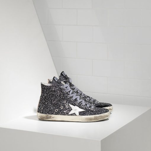 Sneakers Francy in pelle splamata all over Glitter e Stella in Pelle GREY GLITTER-0