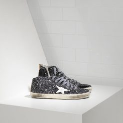 Sneakers Francy in pelle splamata all over Glitter e Stella in Pelle GREY GLITTER-2846