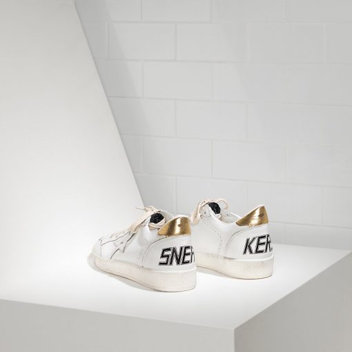 Ball Star Sneakers Gold White For Couples Leather shoes-2880