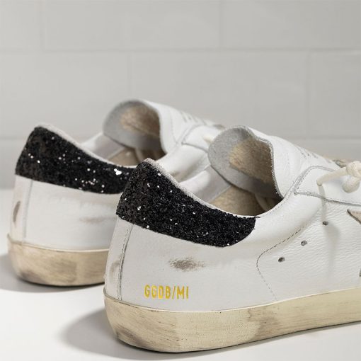 Superstar Sneaker White Black Glitter with Golden Logo-2948