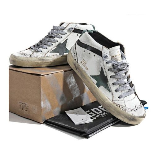 Deluxe Brand Mid Star High Sneakers White Black Green BJK}H)r Star Couples -3055