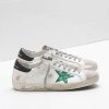 Superstar Sneakers 34A590-N41SN Upper in calf leather Openwork star Hand decorated Green Star-0